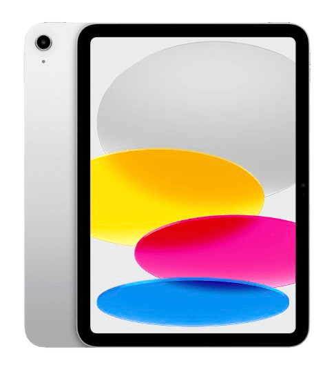 iPad 11 argent vu de face, écran allumé