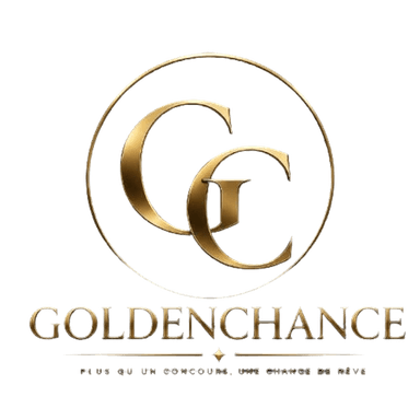 Logo GoldenChance : médaillon doré GC et slogan « Plus qu'un concours, une chance de rêve »